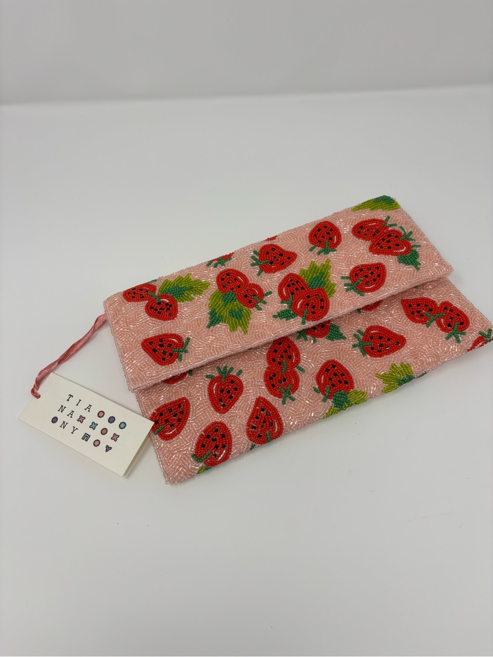 Pink Strawberry Beaded Tianany Clutch